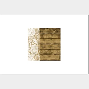 Western Country Barn Wood and Lace Posters and Art